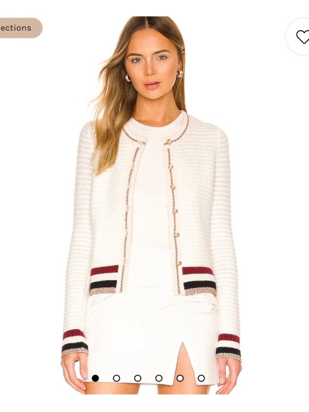 L’Agence Archer Wool Gold Button Cardigan